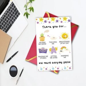 Ziwenhu Cute Thank You Card for Teachers, Lovely Appreciation Card Gifts for Women Men, Thank You Teacher Gifts from Students, Daycare Teacher Gifts, Teacher End of Term Card Gift