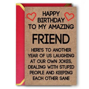 Ziwenhu Best Friend Birthday Gifts for Women Female, Best Friend Birthday Card for BFF, Humor Birthday Card for Friends, Friendship Card