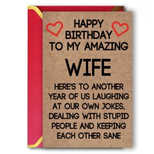 Ziwenhu Rude Wife Birthday Card from Husband, Best Gift for My Wife, Happy Gift Ideas for Her, Humor Birthday Gifts for Women
