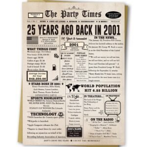 Ziwenhu Vintage 25th Birthday Cards Decorations for Men Women, Jumbo 25 Years Old Bday Card, Best Gifts for 25th Anniversary for Wife Husband, 25th Birthday Gifts, Birthday Ideas for Turning 25