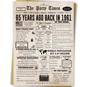 Ziwenhu Vintage 65th Birthday Card Gifts for Women Men, Funny 65 Years Old Birthday Gifts for Husband Wife, Jumbo 65th Birthday Decorations for Her Him Mom Dad