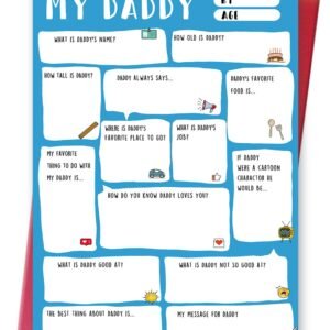 Ziwenhu Daddy Fathers Day Card,Funny Fathers Day Gift,Dad Gift from son daughter,Fathers Day Gift Ideas,Fill in the blanks keepsake Card……